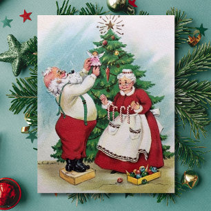Tarjeta Festiva Vintage Christmas Mr. Y Mrs. Claus