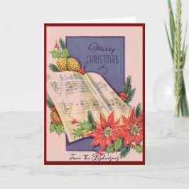 Tarjeta Festiva Vintage Christmas music custom name Blank Inside