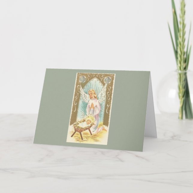 Tarjeta Festiva Vintage Christmas Nativity Angel (Anverso)