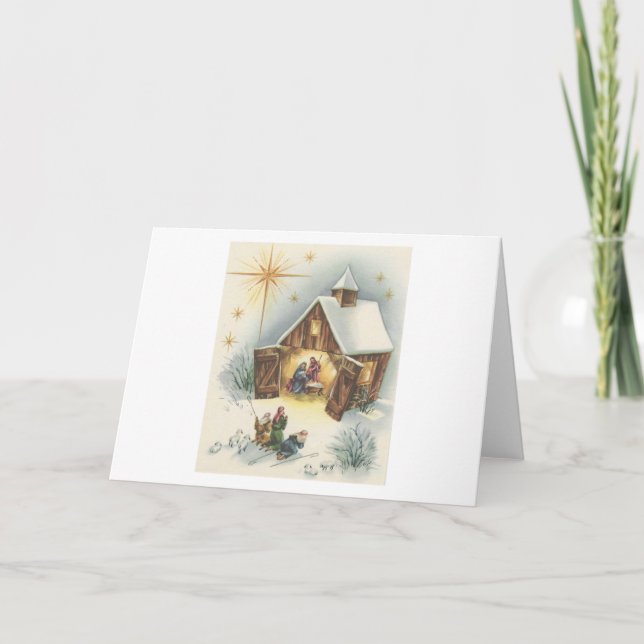 Tarjeta Festiva Vintage Christmas Nativity Card (Anverso)