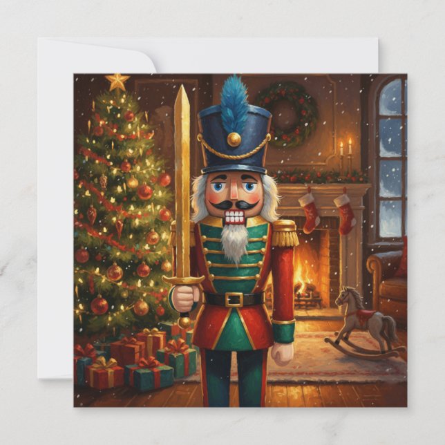 Tarjeta Festiva Vintage Christmas Nutcracker (Anverso)