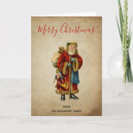 Tarjeta Festiva Vintage Christmas Old World Santa Claus