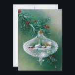 Tarjeta Festiva Vintage Christmas Ornament Winter Scene<br><div class="desc">Hermoso adorno de Navidad Vintage con una escena de nieve de invierno dentro. Perfecta adición a tu colección de cosechas o excelente para enviarte a tu familia y amigos durante las vacaciones. Esto se puede transferir a otros productos,  incluyendo una tarjeta de vacaciones plegada.</div>