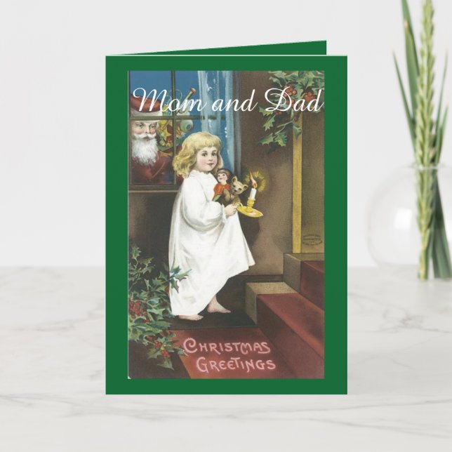 Tarjeta Festiva Vintage Christmas Parents (Anverso)