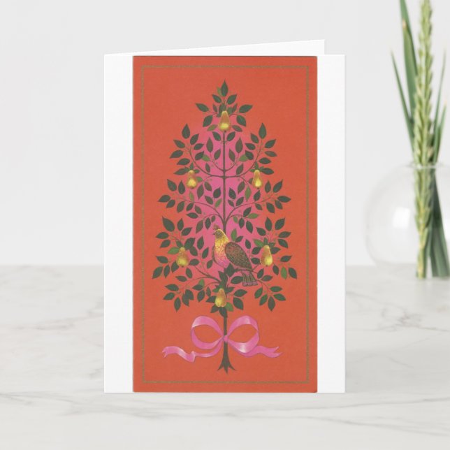 Tarjeta Festiva Vintage Christmas Partridge (Anverso)
