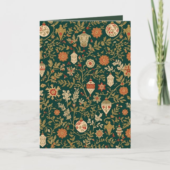Tarjeta Festiva Vintage Christmas Pattern - Folded Greeting Card (Anverso)