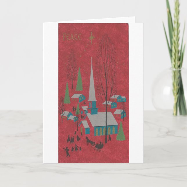 Tarjeta Festiva Vintage Christmas Peace (Anverso)