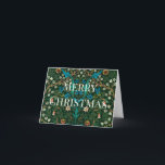 Tarjeta Festiva Vintage Christmas, Personalizado William Morris<br><div class="desc">Una elegante e impresionante carta de Navidades William Morris Personalizado. Patrón de alcornoques y robles. Aléjate de la multitud con este único diseño de tipo inserte tu propio mensaje de Navidades para mayor personalización.</div>