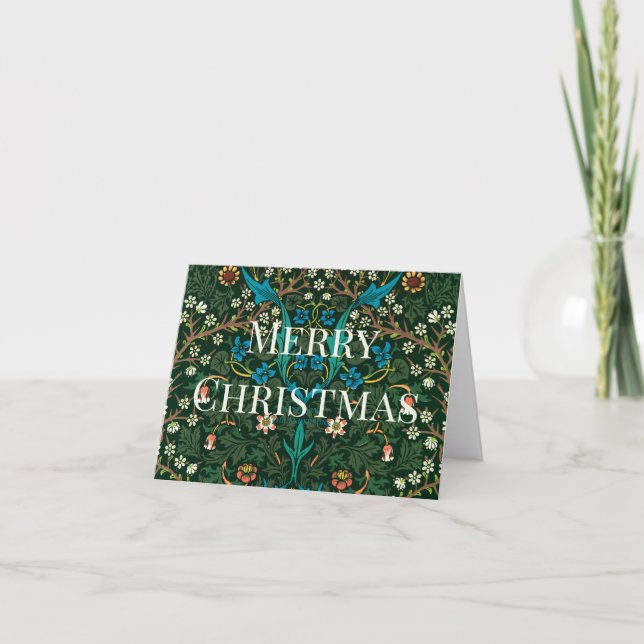 Tarjeta Festiva Vintage Christmas, Personalizado William Morris (Anverso)