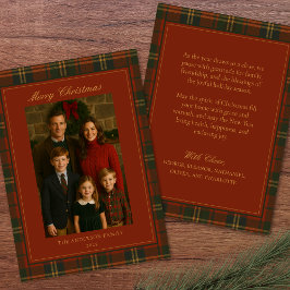 Tarjeta Festiva Vintage Christmas Plaid Traditional Family