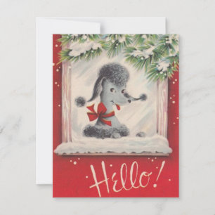 Tarjeta Festiva Vintage Christmas Poodle