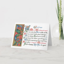 Tarjeta Festiva Vintage Christmas Religious Illuminated Script