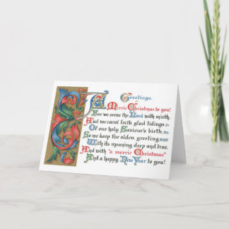 Tarjeta Festiva Vintage Christmas Religious Illuminated Script