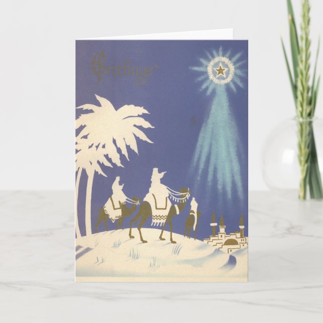 Tarjeta Festiva Vintage Christmas Religious Three Wise Men (Anverso)