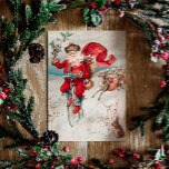 Tarjeta Festiva Vintage Christmas. Retro Santa Claus y ciervos<br><div class="desc">Vintage с de Navidad con Santa Claus y ciervos.</div>