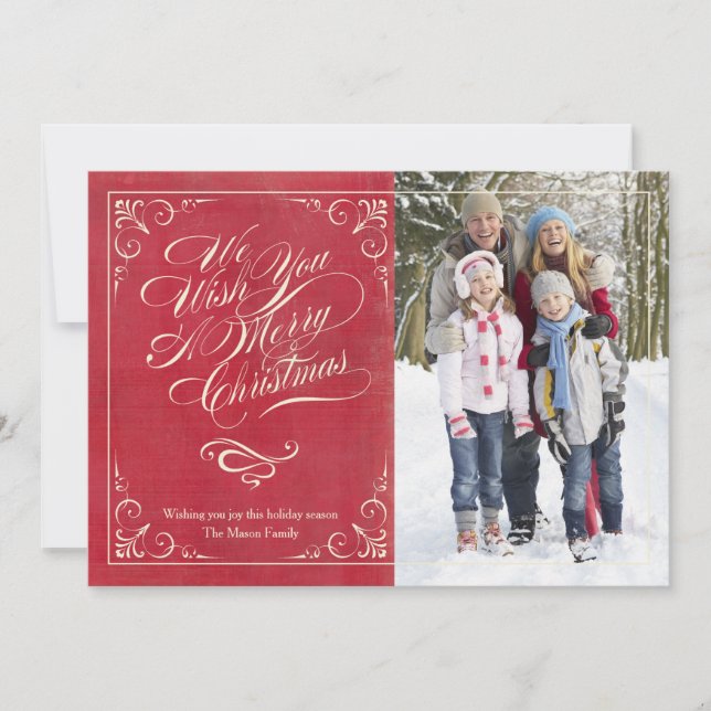 Tarjeta Festiva Vintage Christmas | Rojo (Anverso)