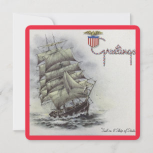 Tarjeta Festiva Vintage Christmas Sailboat Holiday Card
