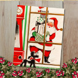 Tarjeta Festiva Vintage Christmas Santa And Dog<br><div class="desc">Vintage Navidad Retro Santa Y Perro.</div>