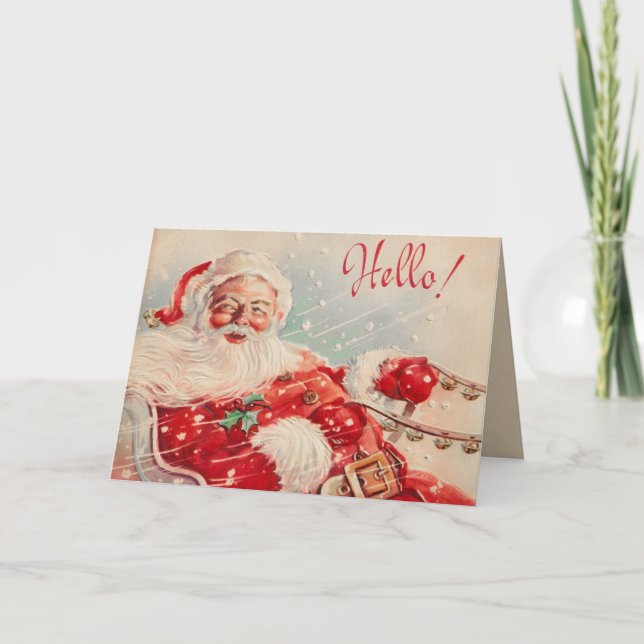 Tarjeta Festiva Vintage Christmas Santa Card (Anverso)