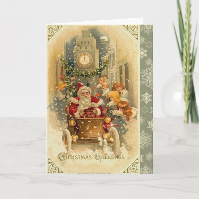 Tarjeta Festiva Vintage Christmas Santa Card (Anverso)