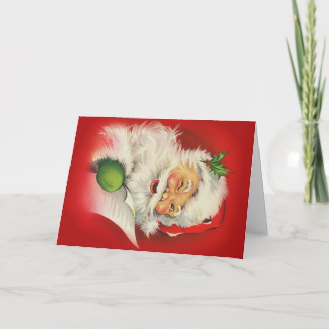 Tarjeta Festiva Vintage Christmas Santa Claus (Anverso)