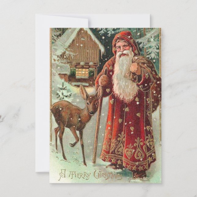 Tarjeta Festiva Vintage Christmas Santa Claus (Anverso)