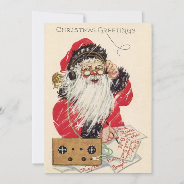 Tarjeta Festiva Vintage Christmas Santa Claus (Anverso)