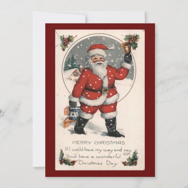 Tarjeta Festiva Vintage Christmas Santa Claus (Anverso)
