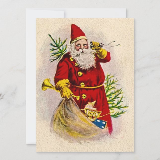 Tarjeta Festiva Vintage Christmas Santa Claus (Anverso)