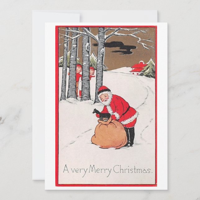 Tarjeta Festiva Vintage Christmas Santa Claus (Anverso)