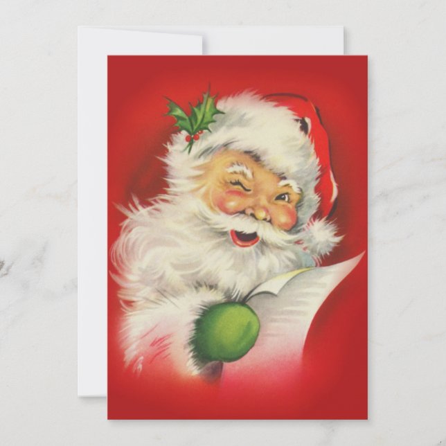 Tarjeta Festiva Vintage Christmas Santa Claus (Anverso)