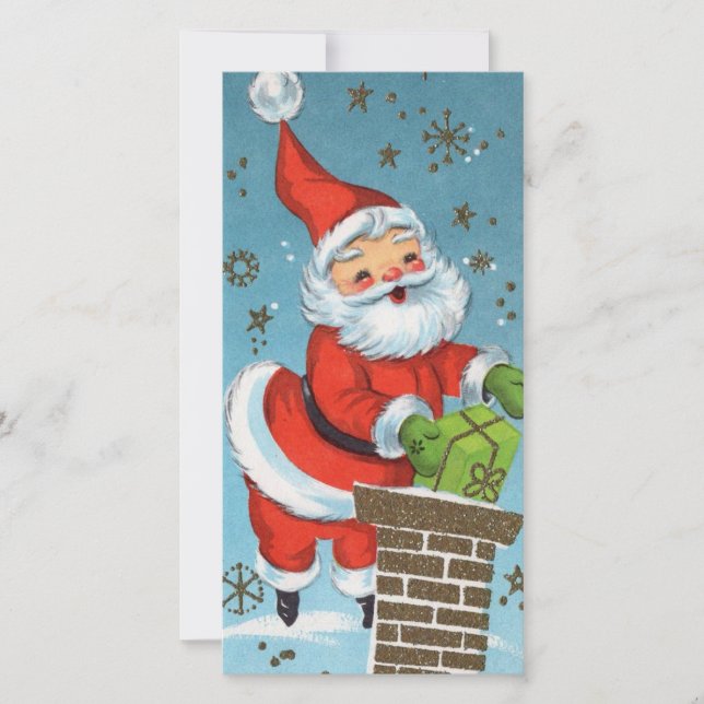 Tarjeta Festiva Vintage Christmas Santa Claus (Anverso)