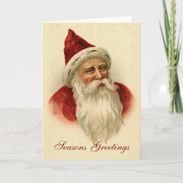 Tarjeta Festiva Vintage Christmas Santa Claus (Anverso)