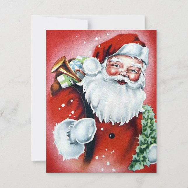 Tarjeta Festiva Vintage Christmas Santa Claus (Anverso)