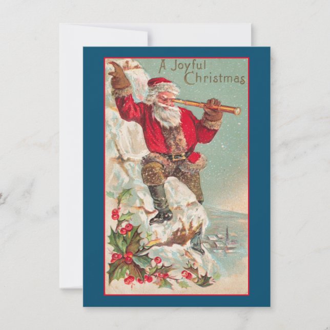 Tarjeta Festiva Vintage Christmas Santa Claus Holiday Card (Anverso)