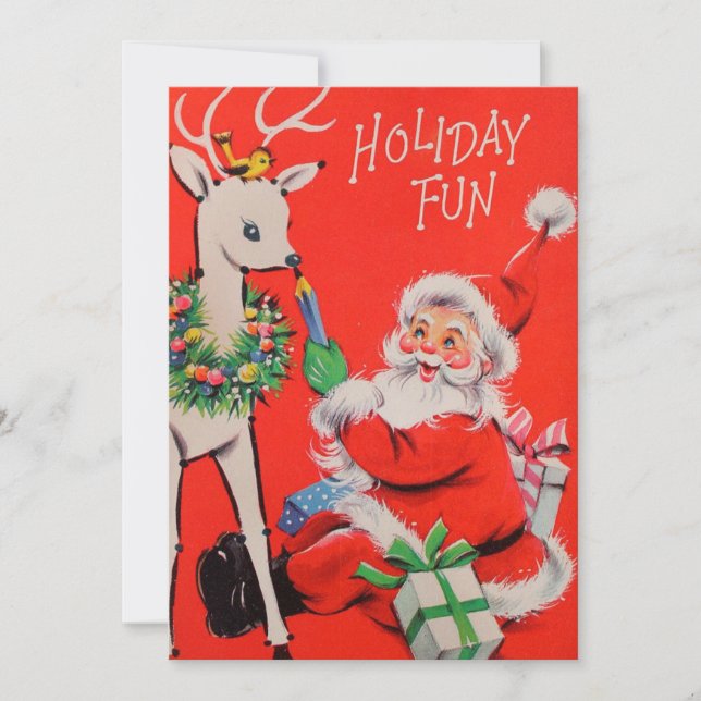 Tarjeta Festiva Vintage Christmas Santa Claus Holiday Card (Anverso)