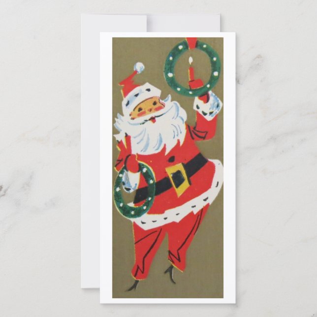 Tarjeta Festiva Vintage Christmas Santa Claus Holiday Card (Anverso)