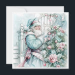 Tarjeta Festiva Vintage Christmas Santa Claus Pastel Tree<br><div class="desc">El elegante y vintage Santa Claus de color pastel,  verde azulado,  rosa y azul,  coloca regalos bajo el árbol. Personalizado en la parte posterior con su mensaje y nombre. Comuníquese conmigo para obtener ayuda con su personalización o para solicitar productos adicionales de correspondencias o coordinación de Zazzle.</div>