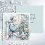 Tarjeta Festiva Vintage Christmas Santa Claus Pastel Tree<br><div class="desc">El elegante y vintage Santa Claus de color pastel,  verde azulado,  rosa y azul,  coloca regalos bajo el árbol. Personalizado en la parte posterior con su mensaje y nombre. Comuníquese conmigo para obtener ayuda con su personalización o para solicitar productos adicionales de correspondencias o coordinación de Zazzle.</div>