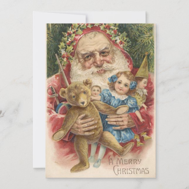 Tarjeta Festiva Vintage Christmas Santa Creeper (Anverso)