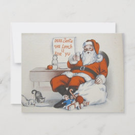 Tarjeta Festiva Vintage Christmas Santa disfruta de la leche