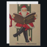 Tarjeta Festiva Vintage Christmas Santa Reading<br><div class="desc">Santa Navidad Retro Vintage leyendo pedidos de la tarjeta de vacaciones del libro.</div>