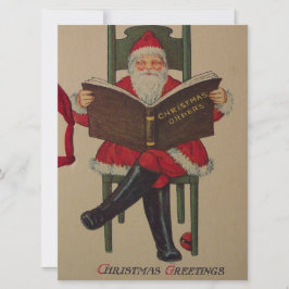 Tarjeta Festiva Vintage Christmas Santa Reading