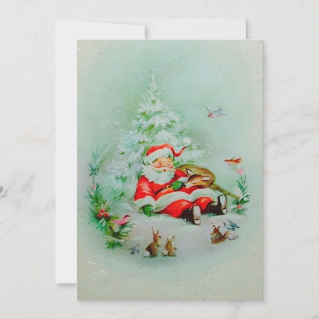 Tarjeta Festiva Vintage Christmas Santa Sleeping (Anverso)
