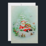 Tarjeta Festiva Vintage Christmas Santa Sleeping<br><div class="desc">Santa Navidad Retro Vintage Dura En Los Bosques Con La Tarjeta De Vacaciones De Los Animales.</div>