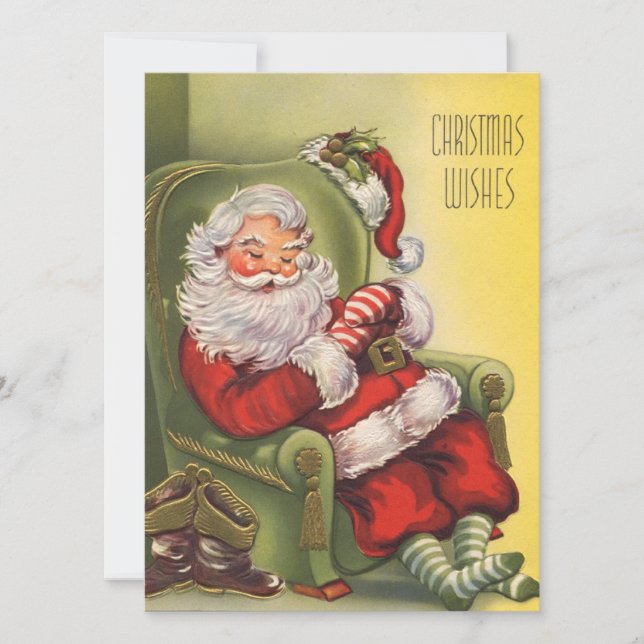 Tarjeta Festiva Vintage Christmas Santa Sleeping (Anverso)