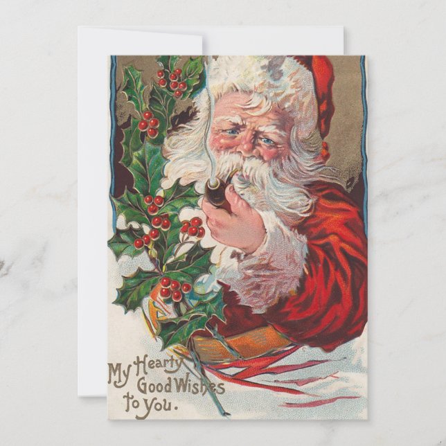 Tarjeta Festiva Vintage Christmas Santa Smope (Anverso)