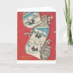 Tarjeta Festiva Vintage Christmas Scottie Dog