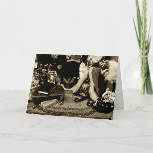 Tarjeta Festiva Vintage Christmas Sepia Photo Holiday Card