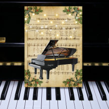 Vintage Christmas Sheet Music y Grand Piano